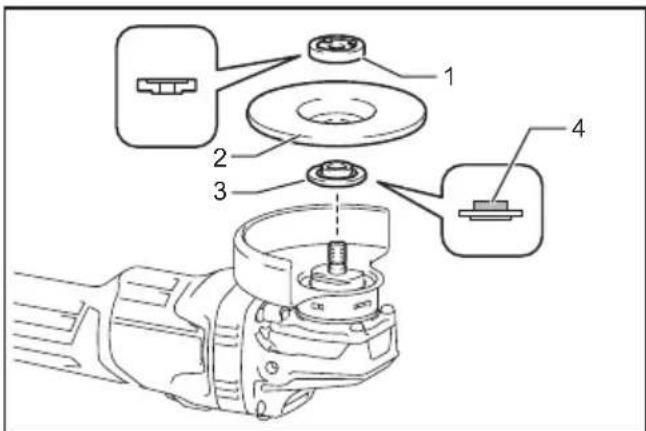 Technical diagram of a mechanical assembly with numbered components and exploded view