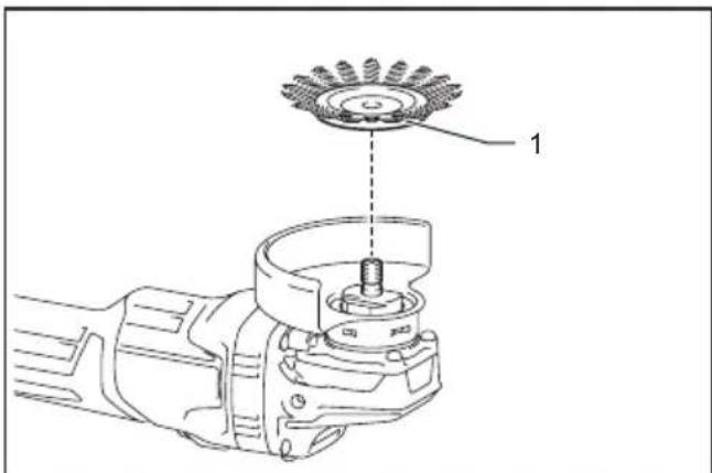 Technical diagram of a mechanical assembly with labeled component 1