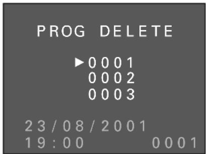 SANYO IDC-1000ZE - Press ▲ or ▼ on the arrow button to select "PROG DEL" and press the SET button. - 2