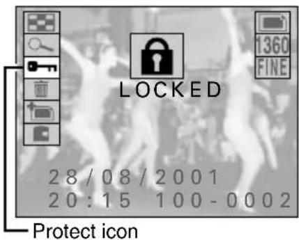 SANYO IDC-1000ZE - Press ▲ or ▼ on the arrow button to select the protect icon ☐ and press the SET button. - 1