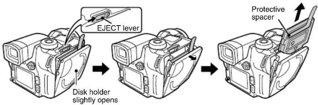 SANYO IDC-1000ZE - Push the EJECT lever in the direction of the arrow. - 1
