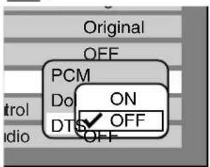 SHARP DV-SR45U - Settings for DTS (Default : OFF) - 1