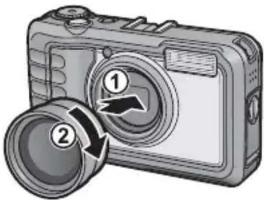 Diagram of a digital camera with numbered parts indicating camera shift direction