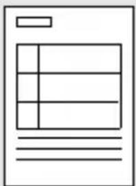 Simple line drawing of a document with a grid layout and placeholder lines below