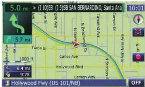 (1 10)EB (1 5)SB SAN BERNARDINO, Santa Ana 10:01 5.0 mi (1 10)EB (1 5)SB SAN BERNARDINO, Santa Ana 5.7 mi Yucca St N. Sownd N. Palschwood Dr. Carson Dr. N. Brentson Ave. Hollywood Blvd. Carton Way. 1000 ft 6.4 mi 9:28 OFF Hollywood Fwy (US 101/NB)