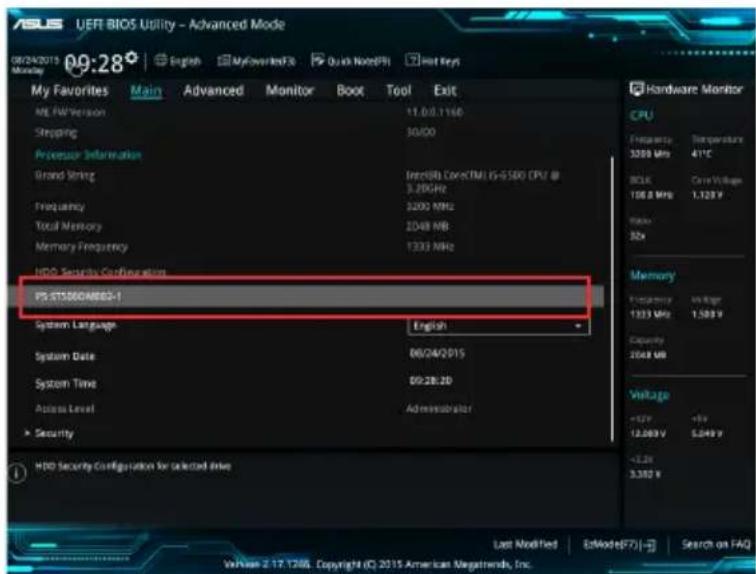 ASUS D324MT - 使用 BIOS 调整硬盘安全性设置 - 2