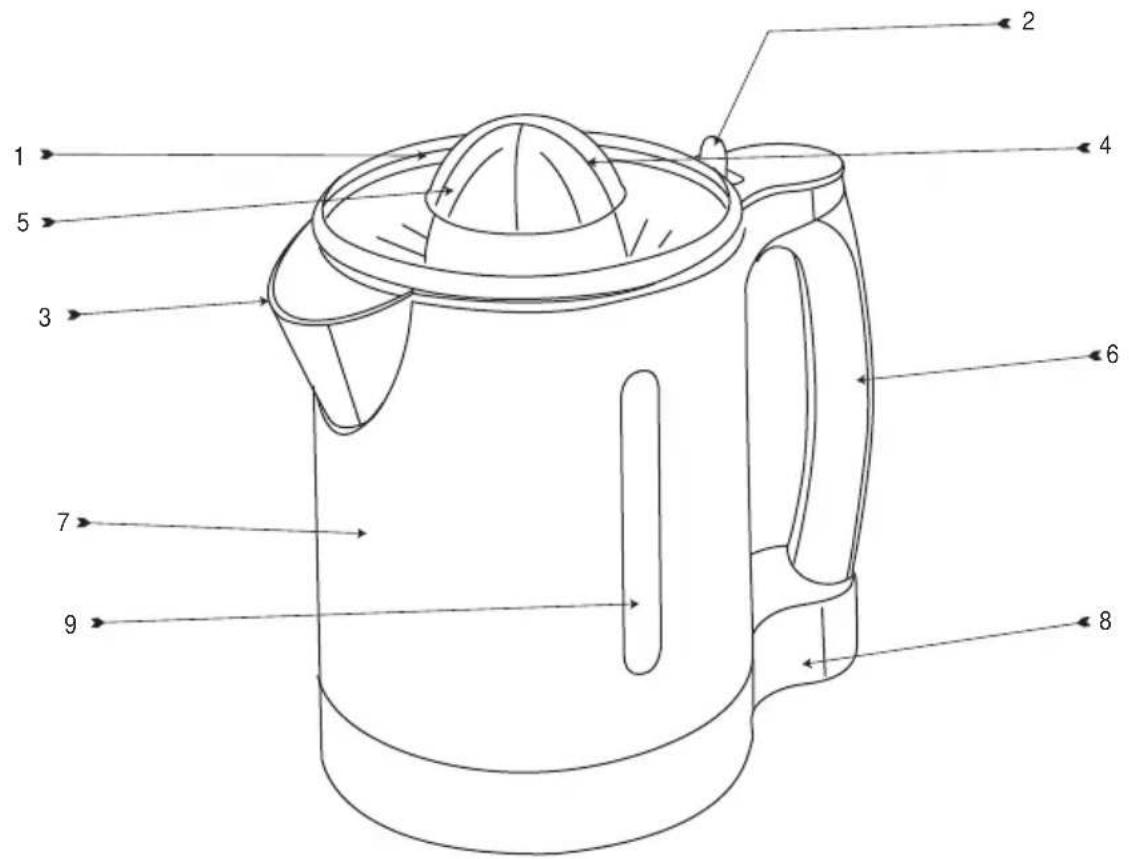 Technical diagram of a water heater with numbered parts labeled for identification.
