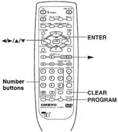 ENTER Number buttons CLEAR PROGRAM