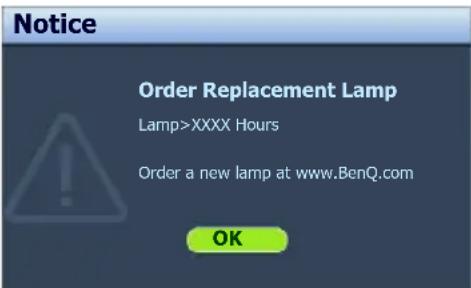 BENQ TH682ST9H - Timing of replacing the lamp - 2