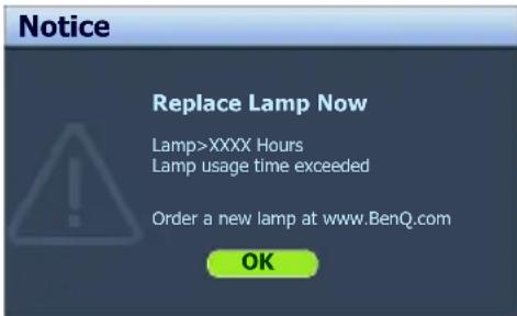 BENQ TH682ST9H - Timing of replacing the lamp - 4
