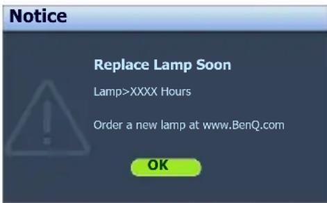 BENQ TH682ST9H - Timing of replacing the lamp - 3