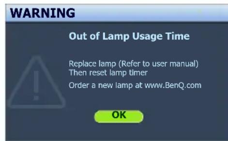 BENQ TH682ST9H - Timing of replacing the lamp - 5