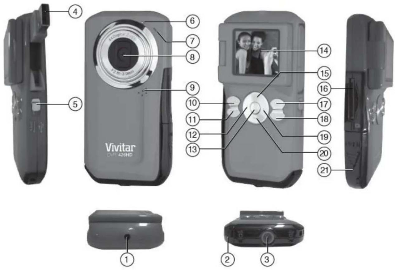 VIVITAR DVR 426HDv2 - Parts of the Camcorder - 1