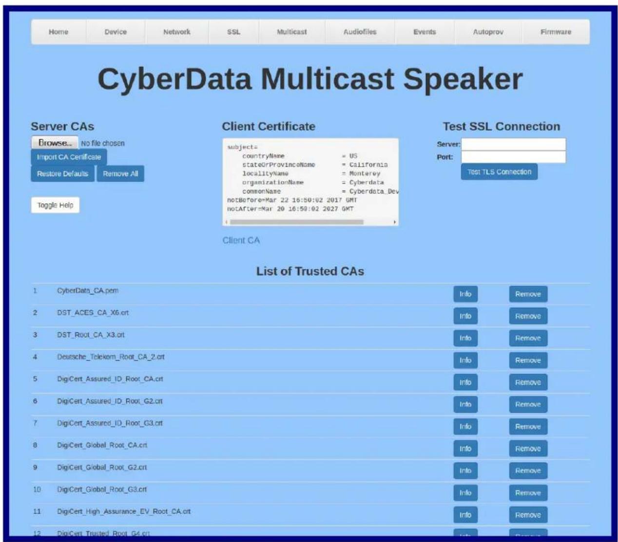 CyberData Systems 011487 - Configure the SSL Parameters - 1