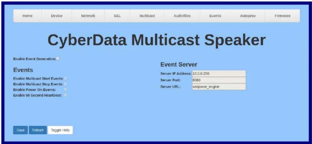 CyberData Systems 011487 - Configure the Events Parameters - 1