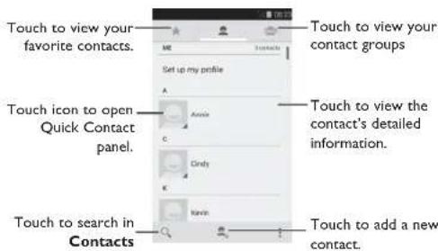ALCATEL OneTouch Evolve 2 - Accessing your contacts - 1