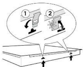 Diagram illustrating two steps of a process with directional arrows and labeled components