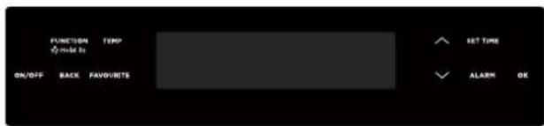FUNCTION TEMP ✓ mode to ON/OFF BACK FAVOURTS SET TIME ✓ ALARM OK