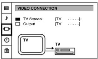 VIDEO CONNECTION ■ TV Screen: [TV ----] □ Output: [TV ----] TV → TV