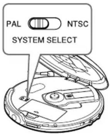 SONY D-VE45 - Set the NTSC/PAL switch to the color system of your TV. - 1