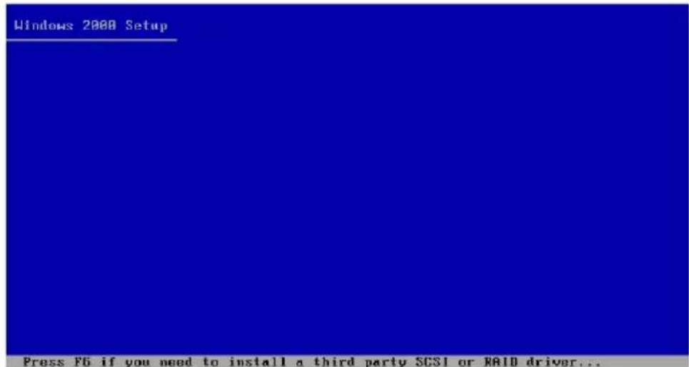 Windows 2000 Setup Press F6 if you need to install a third party SCSI or RAID driver...