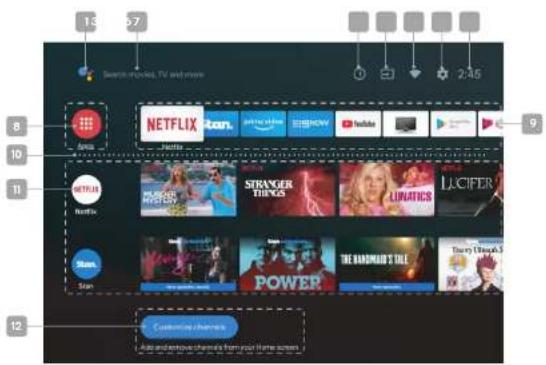 13 67 Search movies, TV and more 8 NETFLIX 9 10 Netflix 11 Netflix 12 Custom channels Add and remove channels from your home access