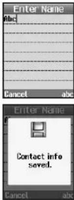 Enter Name Abc Enter Name Contact info saved.