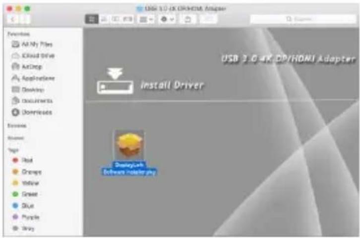 USB 3.0-4K DP/HDMI Adapter Features All My Files Cloud Drive AirDrop Applications Desktops Documents Downloads Install Driver USB 3.0-4K DP/HDMI Adapter Software Installation Play