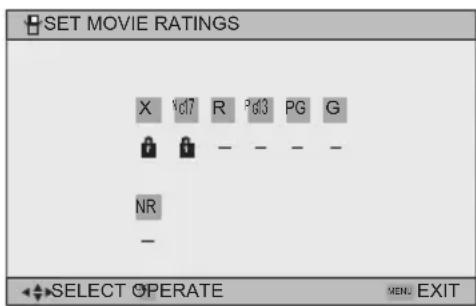 JVC HD-61G887 - Directions to set Movie (MPAA) Ratings - 10