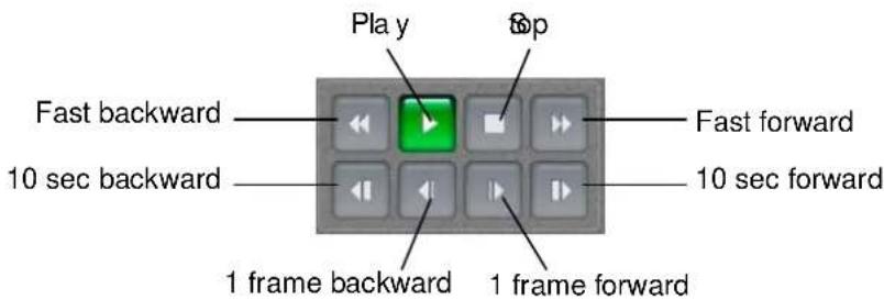 Play Sp Fast backward 10 sec backward 1 frame backward 1 frame forward Fast forward 10 sec forward 1 frame forward