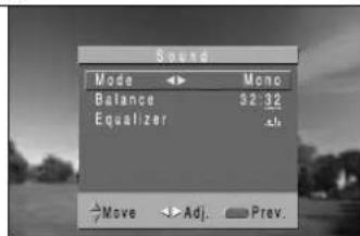 Sound Mode Monc Balance 32-32 Equalizer .# Move Adj. Prev.