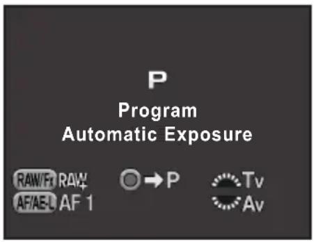 P Program Automatic Exposure RAW/F RAW+ AF/AE-L AF 1 → P Tv Av