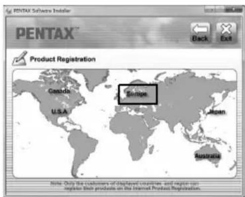 PENTAX Product Registration Canada U.S.A. Europe Japan Australia Note: Only the customers of displayed countries, and region can regulate their products on the Internet Product Registration.