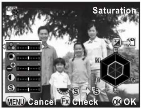 Saturation MENU Cancel Fx Check OK OK
