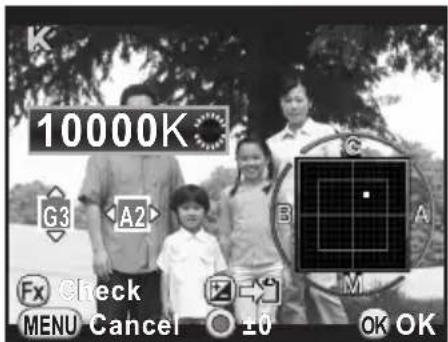10000K G3 B A Fx Check MENU Cancel ±0 OK OK
