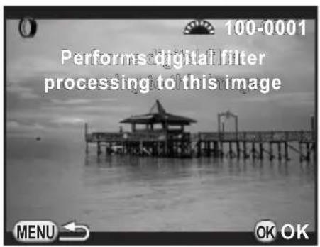 100-0001 Performs digital filter processing to this image MENU OK OK