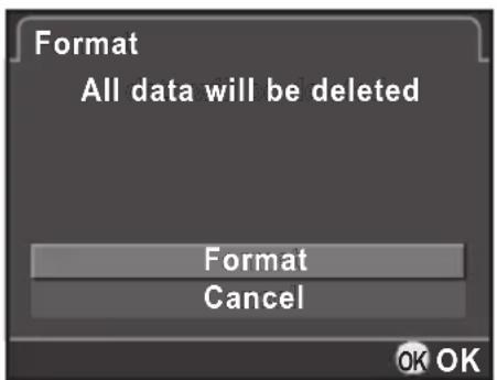 Format All data will be deleted Format Cancel OK OK