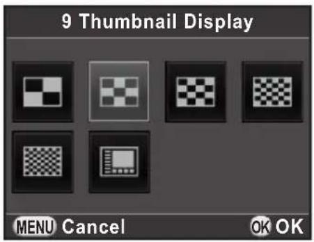 9 Thumbnail Display MENU Cancel OK OK
