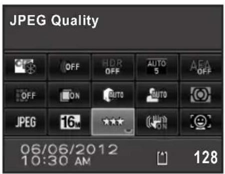 JPEG Quality OFF OFF HDR AUTO AFA OFF OFF ON AUTO AUTO JPEG 16 ★★★★ (WBSON) [😊] 06/06/2012 10:30 AM 128