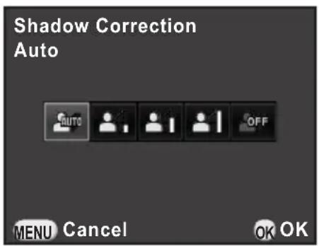 Shadow Correction Auto AUTO OFF MENU Cancel OK OK