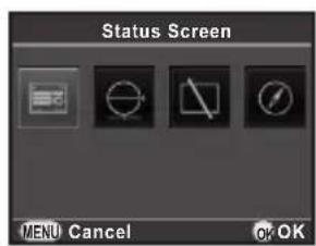 Status Screen MENU Cancel OK