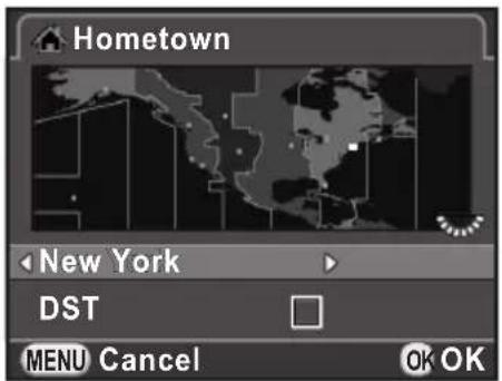 Hometown New York DST MENU Cancel Ok OK