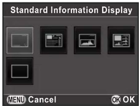 Standard Information Display MENU Cancel OK OK