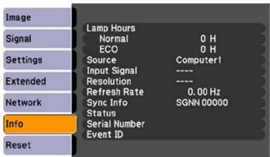 D-LINK PowerLite 1776W - ProjectorInformationDisplay-InfoMenu - 1
