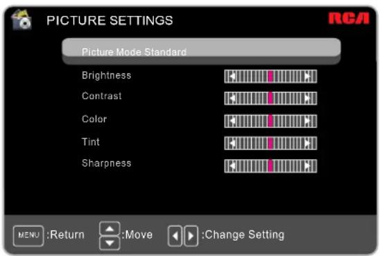 RCA 50PA30RQ - Picture Menu - 2