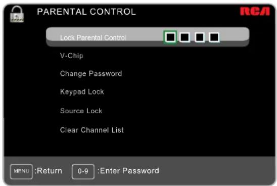 RCA 50PA30RQ - Parental Menu - 1