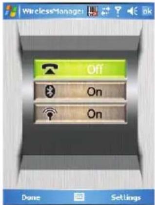 Wireless Manager Off On On Done Settings