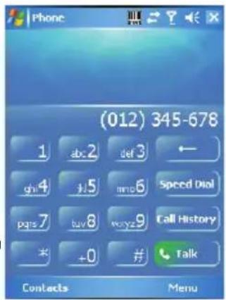 (012) 345-678 1 abc2 def 3 ← ghi4 j5 mns6 Speed Dial pqrs7 buy8 wxyz9 Call History * +0 # Talk Contacts Menu