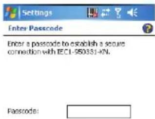 Enter Passcode Enter a passcode to establish a secure connection with IEC1-950351-KN. Passcode: