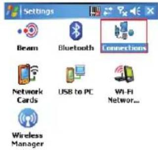 Settings Beam Bluetooth Connections Network Cards USB to PC Wi-Fi Network... Wireless Manager